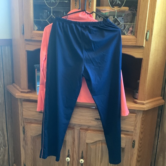 Oleg Cassini activewear, sportswear set blue pants and orange jacket LP Like new - Picture 6 of 6